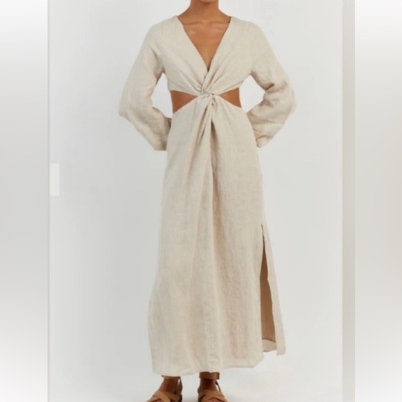 Dissh Dresses | Dissh Tina Maxi Dress in Natural Linen - Picture 3 of 7